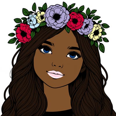 realistic girl with flower crown
