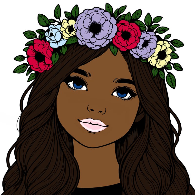 realistic girl with flower crown