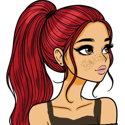a beautiful and realistic girl with a high pony tail