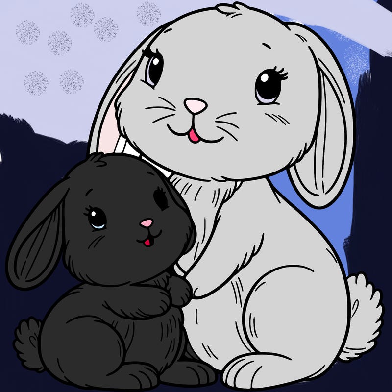 baby bunny with mama bunny
