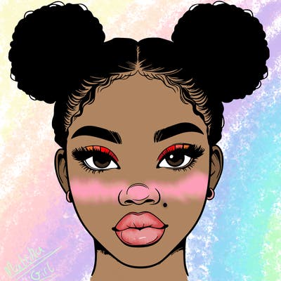 realistic black woman with two buns