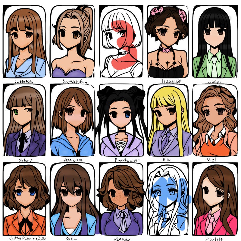 girls that look diffrent anime