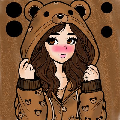 realistic girl in a animal pjs hoodie