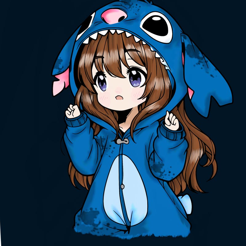 anime girl in a stitch onsie