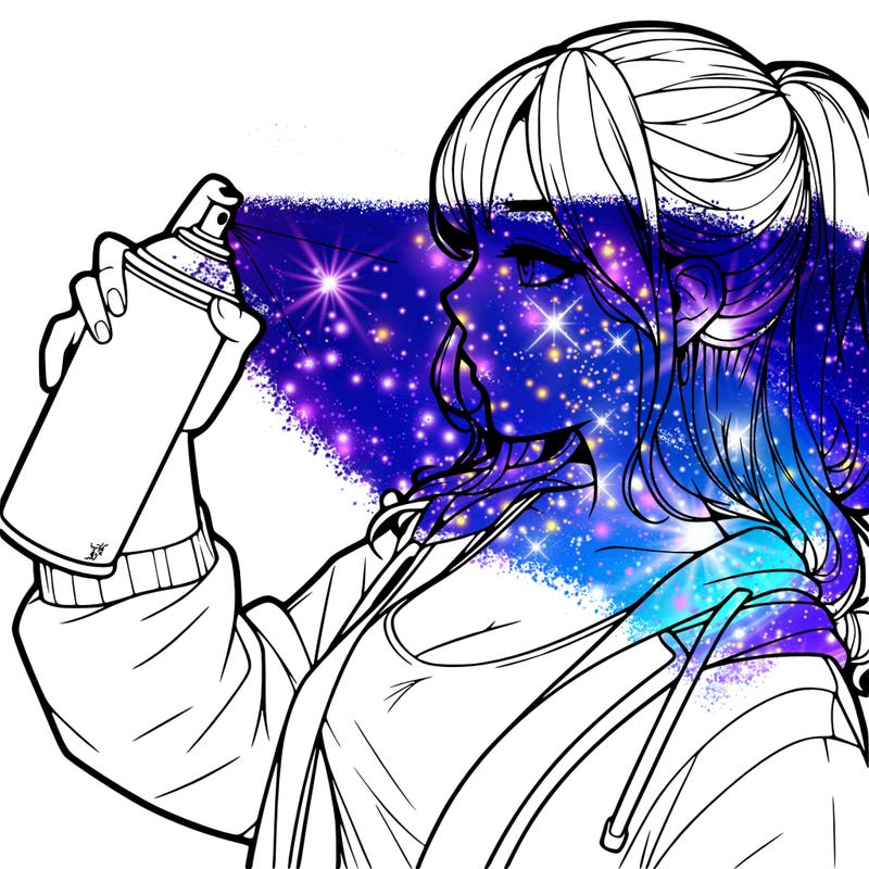 a realistic girl spray, painting