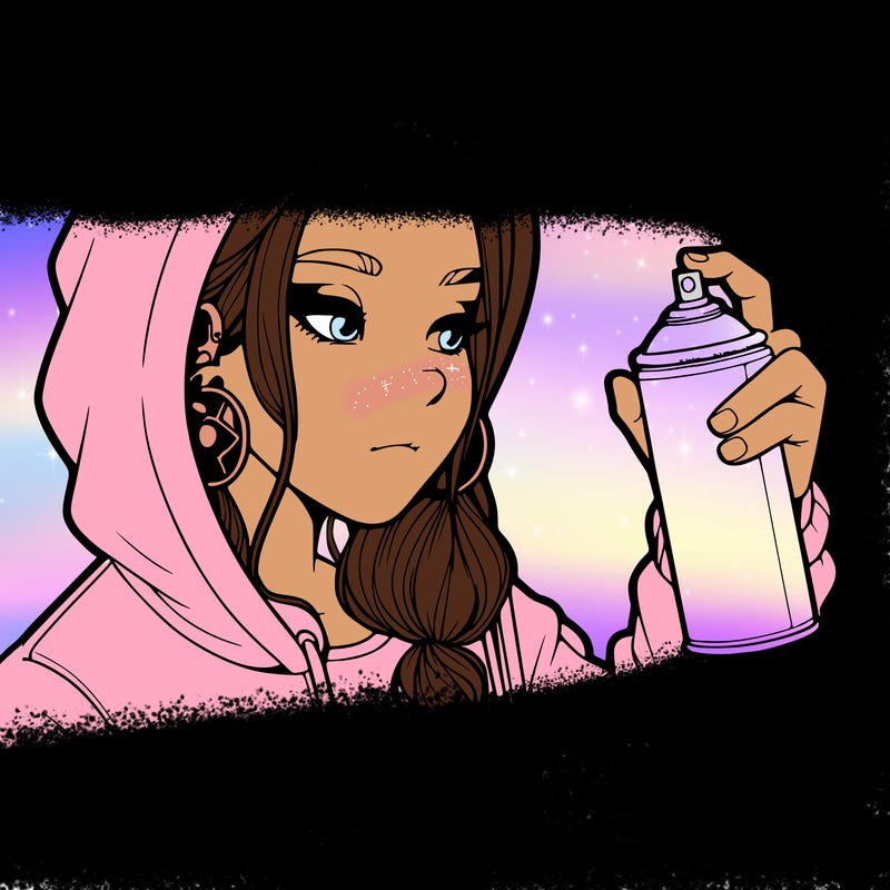 a realistic girl, spray painting