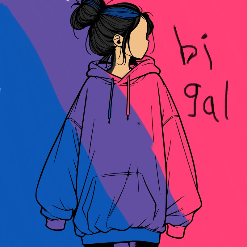 realistic girl with a oversized sweatshirt on and a bun