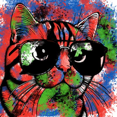 a cat with sun glasses realistic