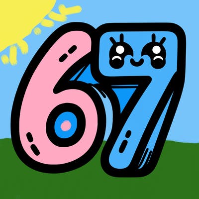 the numbers 67