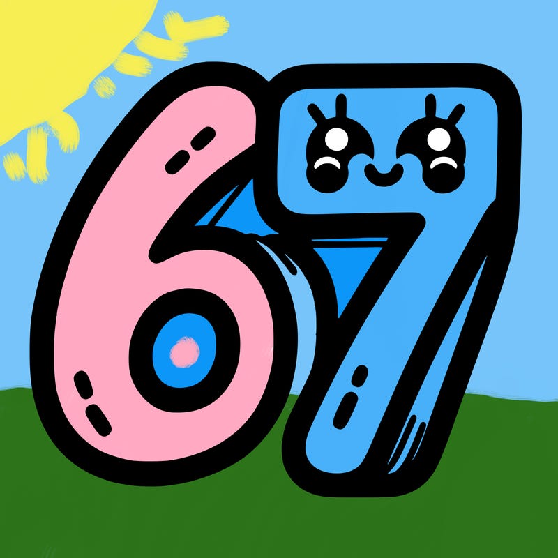 the numbers 67