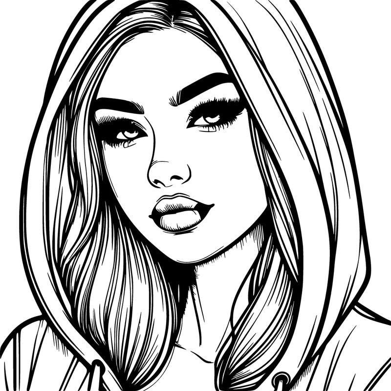 realistic beautiful woman with hoodie