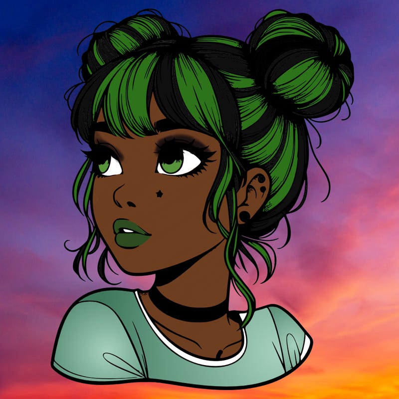 realistic girl with spacebuns