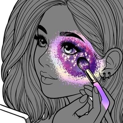 a realistic girl doing her makeup