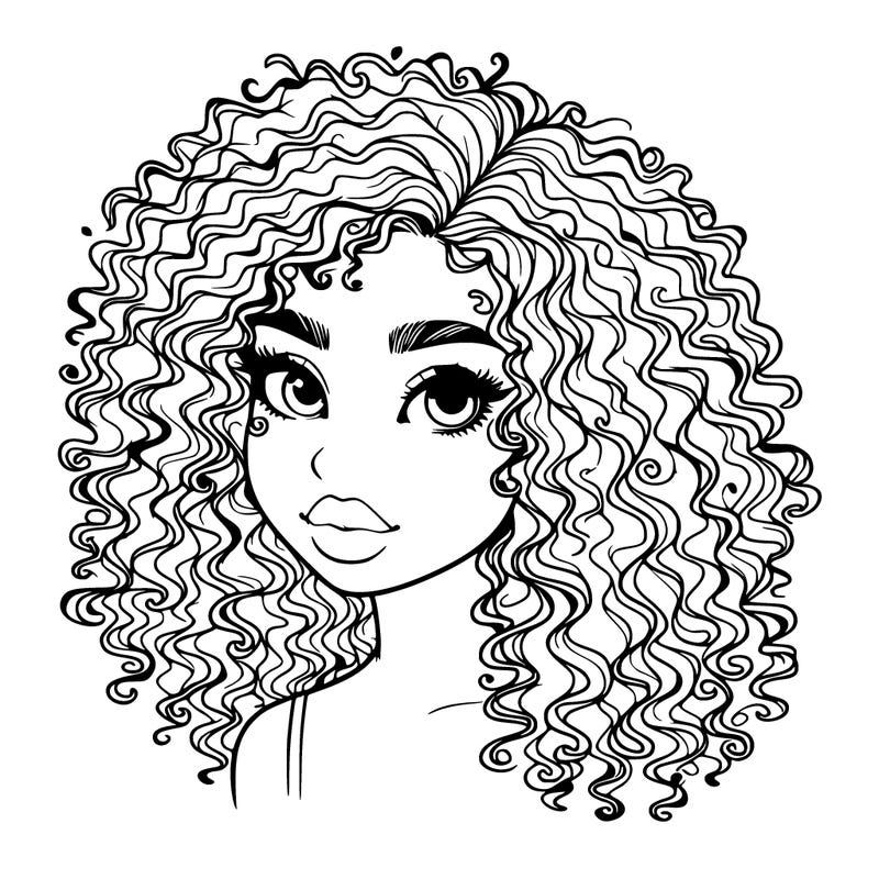 girl with curly hair realistic