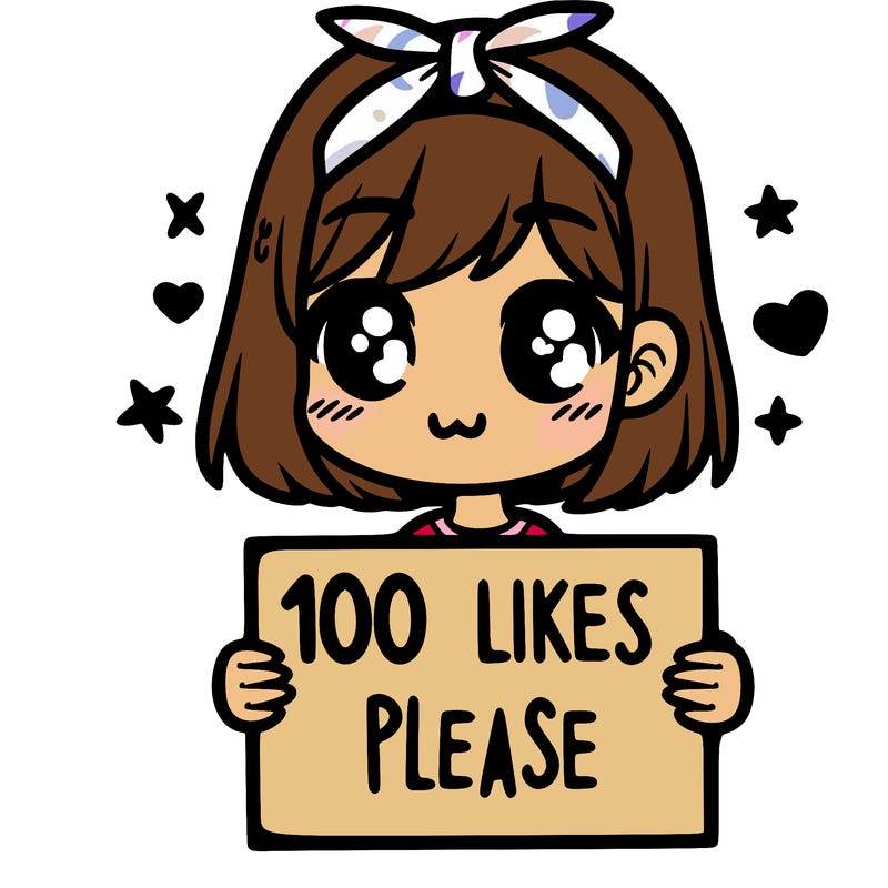 girl holding sign saying 100 likes please
