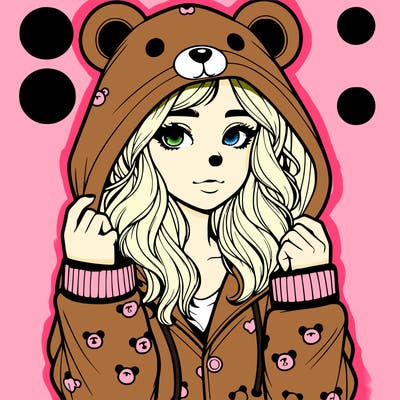 realistic girl in a animal pjs hoodie