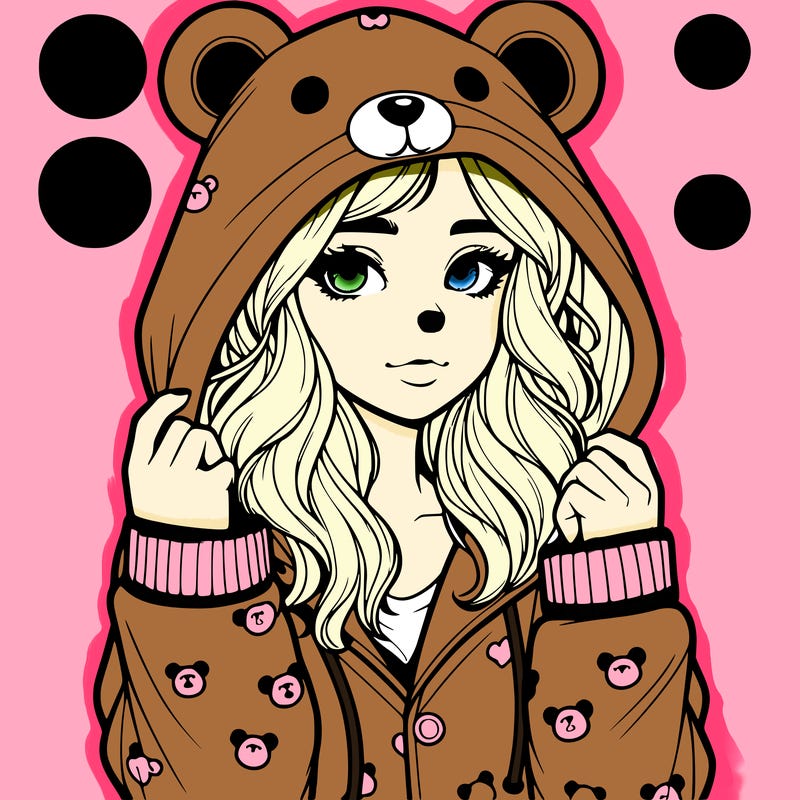 realistic girl in a animal pjs hoodie