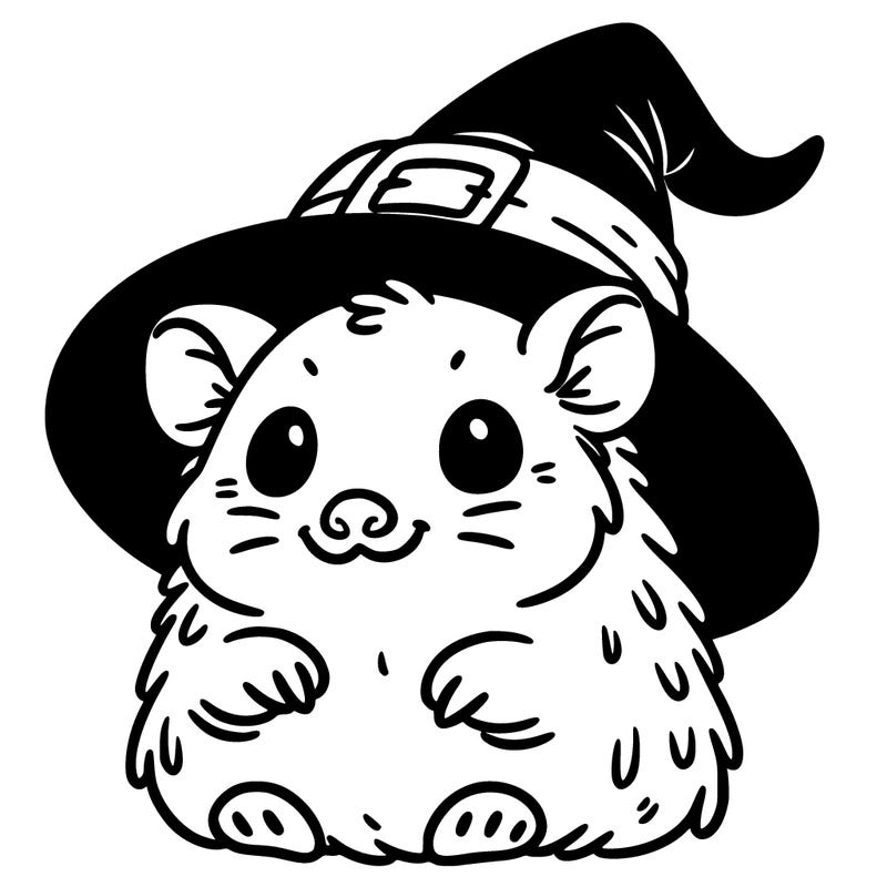 a possum wearing a witch hat
