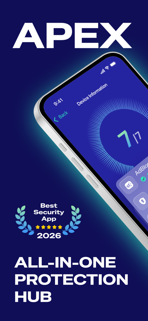 Apex Protection and Security app dashboard showing the all in one protection hub