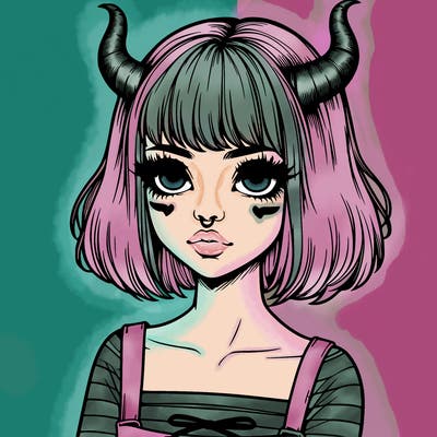 realistic girl with horns