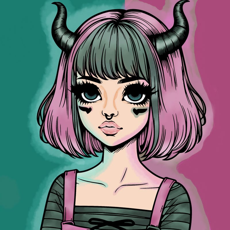 realistic girl with horns