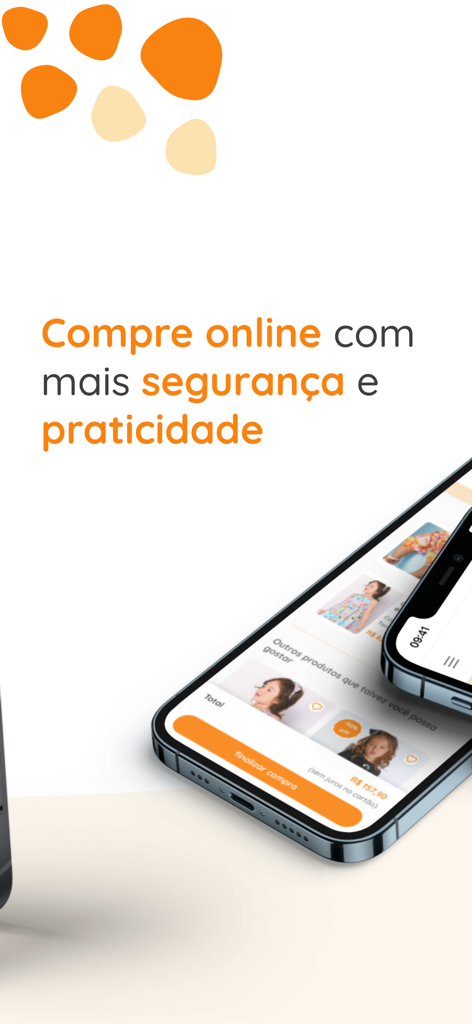 Baixe o app Alphabeto - Interfaccia dell'app mobile Alphabeto BR su uno smartphone che mostra abbigliamento per bambini in vendita con un pulsante di checkout sicuro