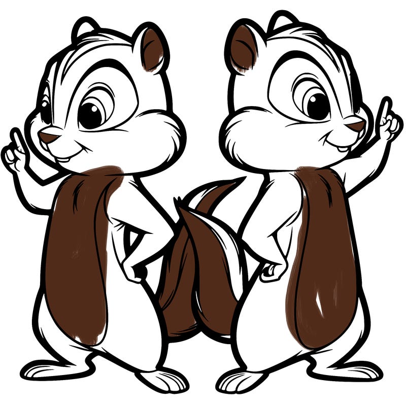 two tamias standing up split realistic