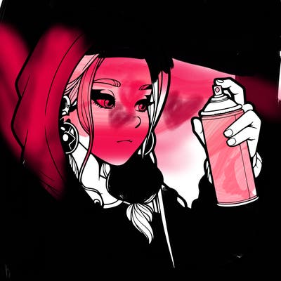 a realistic girl, spray painting