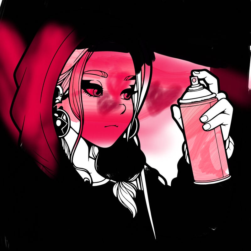 a realistic girl, spray painting