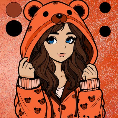realistic girl in a animal pjs hoodie