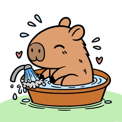 capybara taking a bath