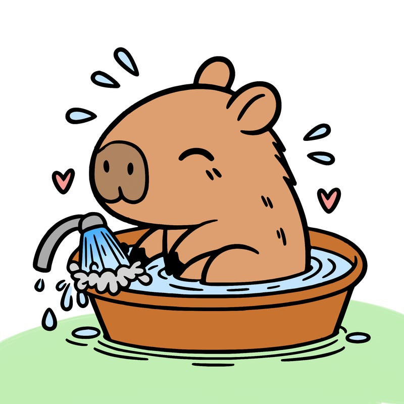 capybara taking a bath