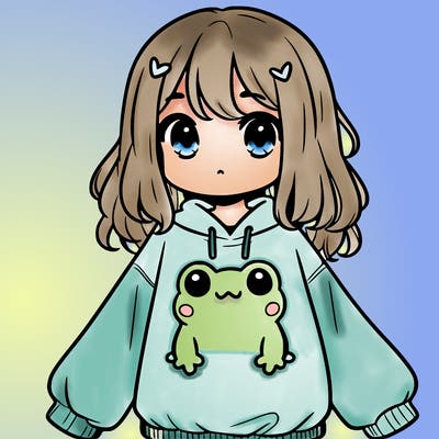 girl wearing frogging sweatshirt