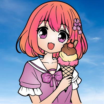 cute manga girl eating ice cream