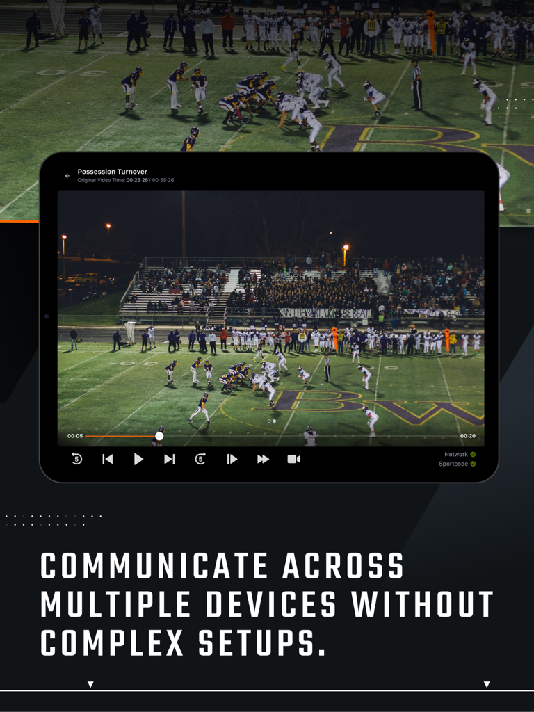 Hudl Replay - iPad displaying Hudl Replay app with live American football game footage for real-time coaching analysis