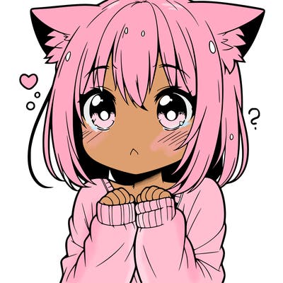 shy anime catgirl