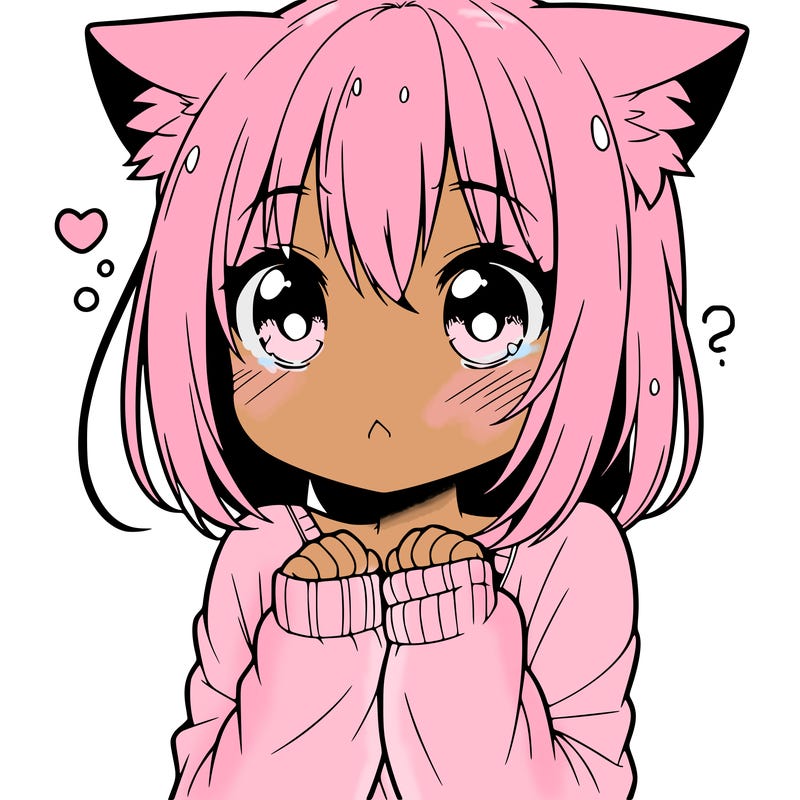 shy anime catgirl