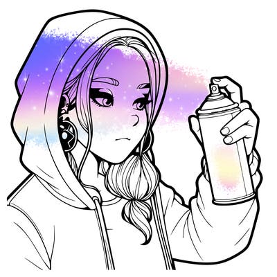 a realistic girl, spray painting