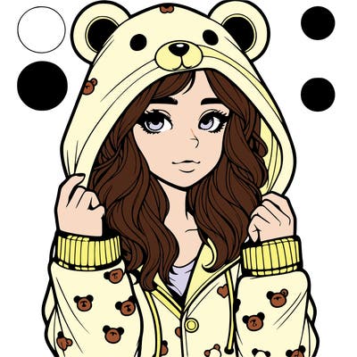 realistic girl in a animal pjs hoodie