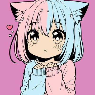 shy anime catgirl
