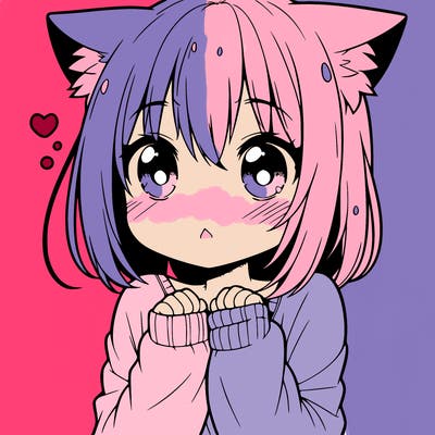 shy anime catgirl