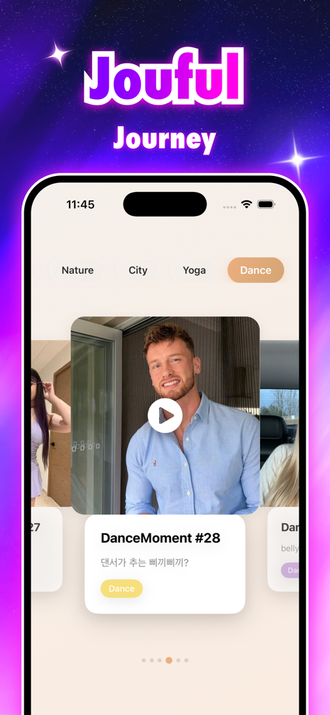 Lvyxi app interface showing a video post in the dance category with the heading Joyful Journey.