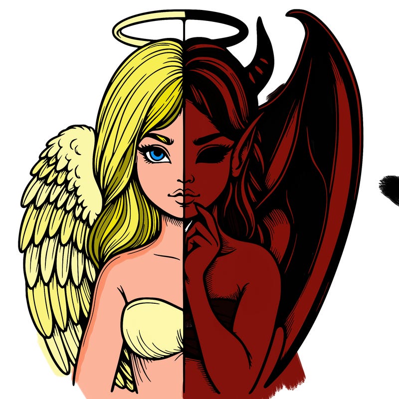 realistic angel half demon