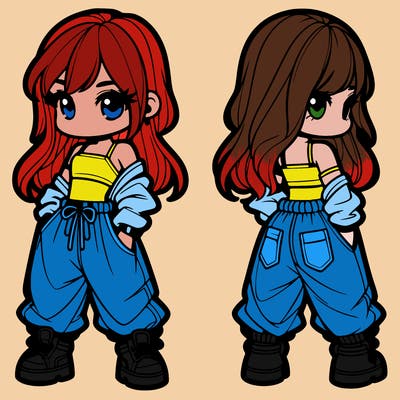 girl in crop top and baggy pants