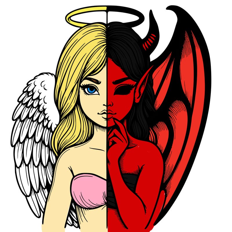 realistic angel half demon