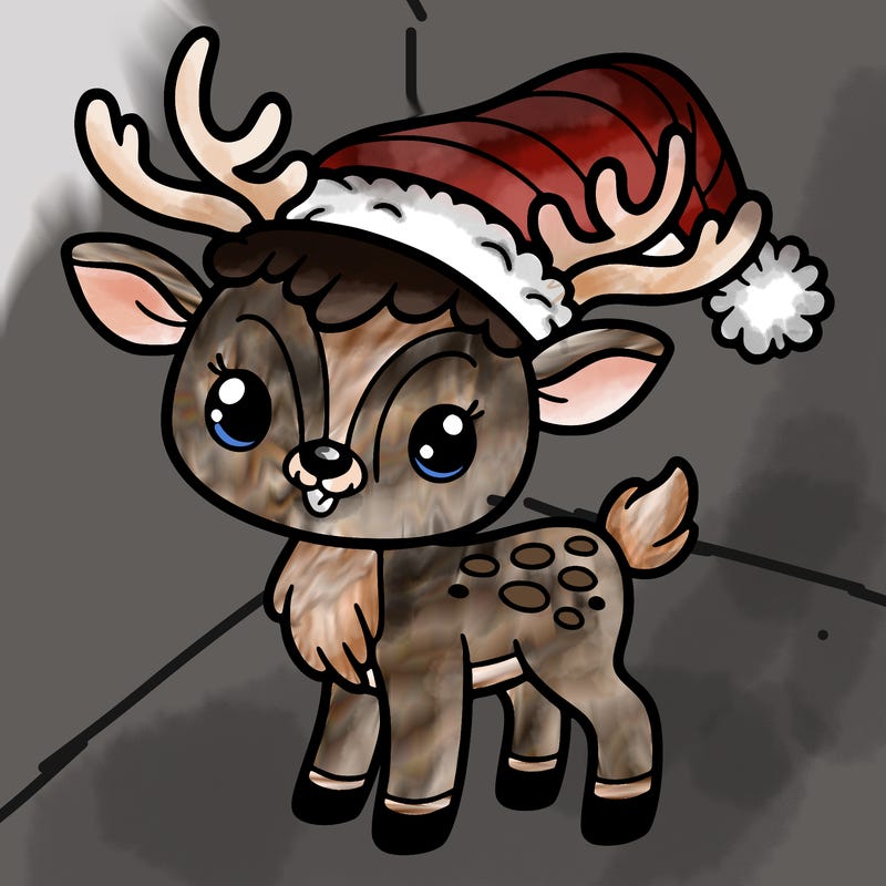 christmas reindeer with santa hat