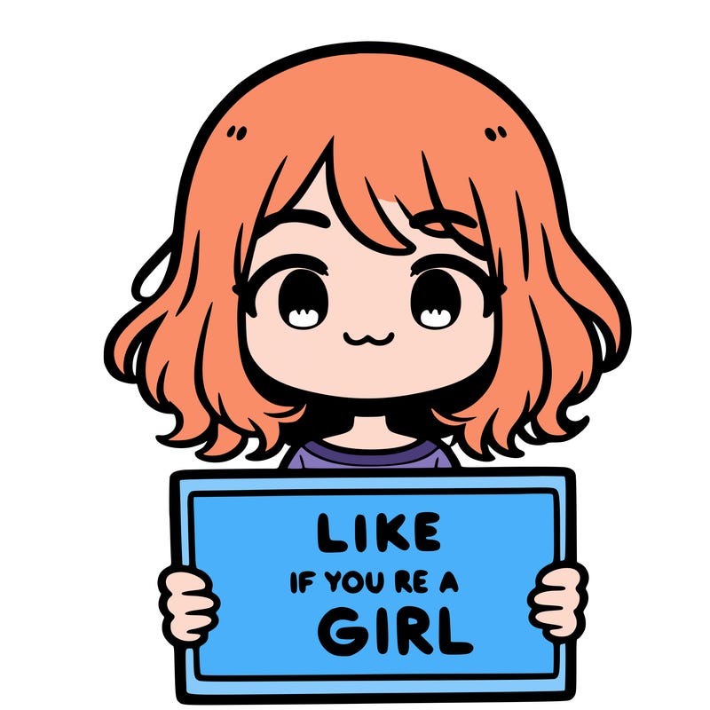 a cute girl holding a sign that says like if you’re a girl