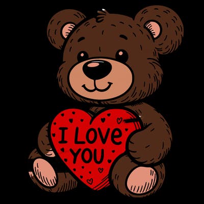 teddy bear holding an i love you heart