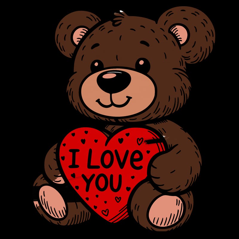 teddy bear holding an i love you heart