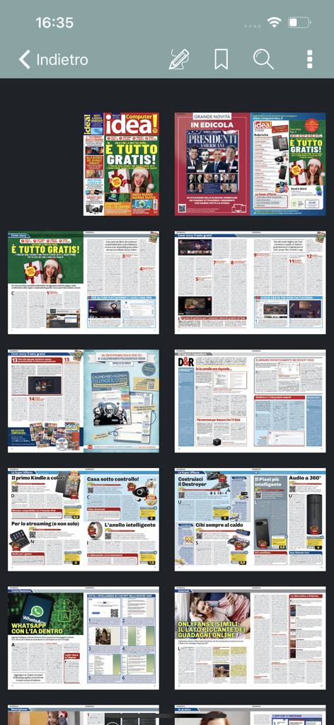 Il Mio Computer Idea - Grid view of digital magazine spreads in the Il Mio Computer Idea app